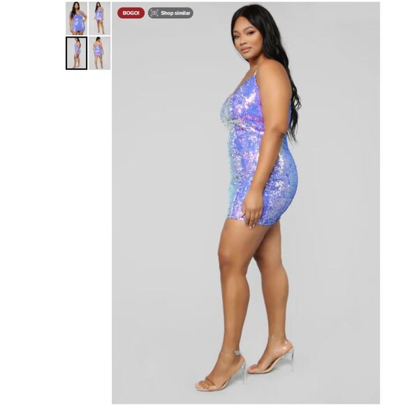 Fashion Nova Curve Plus Size - Flashing Lights Sequin Dress - Purple - Size 3X - Picture 4 of 12